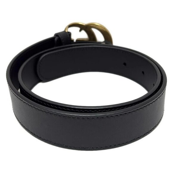 GUCCI - 414516 Black Gold Leather Hardware Belt - Picture 2 of 4
